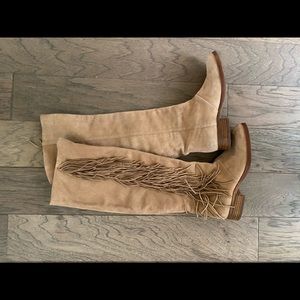 Sam Edelman Brown Suede Knee High Boots w/ Fringe